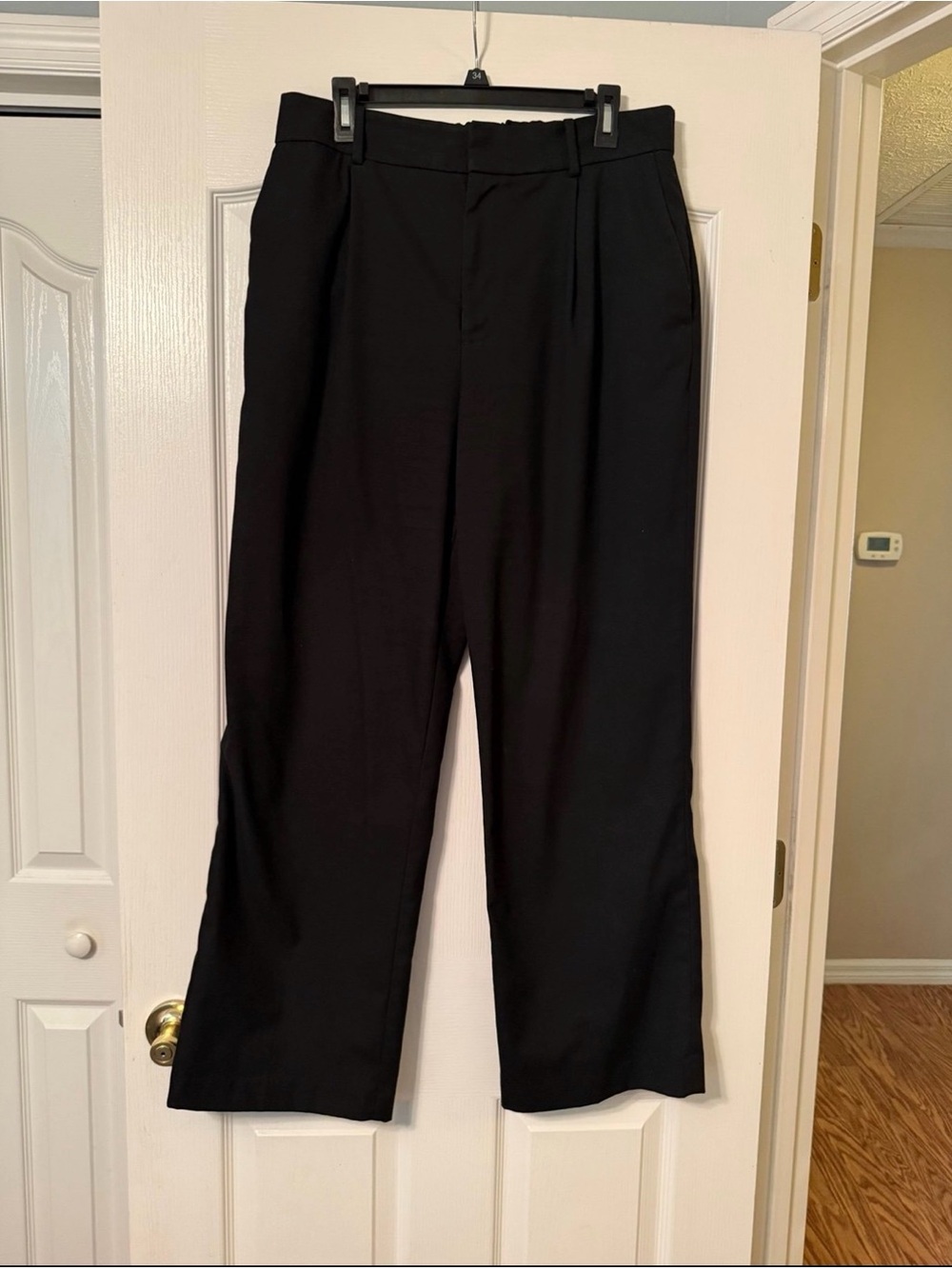 Madewell Slouchy Straight Pants Women's 12 Black High Rise Wide Leg Trouser